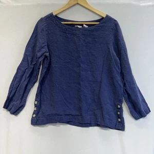 Sigrid Olsen Leinenbluse Damen Größe L Chambray Blau 3/4 Arm Oberteil Sommer - Bild 1 von 7