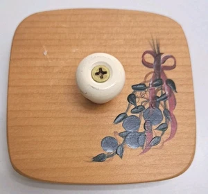 Mini Mülleimer Holzdeckel 3" eckig lackiert weiß Knopf - Bild 1 von 3