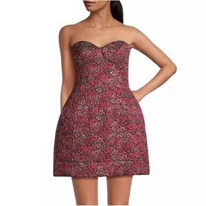 Liv Foster Dress Floral Strapless Mini Jacquard Sweatheart Neckline NWT - Picture 1 of 7