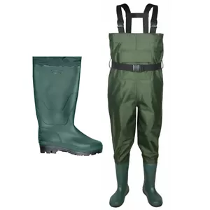 Waterproof Chest Waders Fly Fishing Hunting Stocking Foot Wader Pants with Boots - Picture 1 of 21