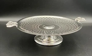 Vintage Cake Stand Art Nouveau Style Pierced With Handles Silver Plated Renown - Picture 1 of 15