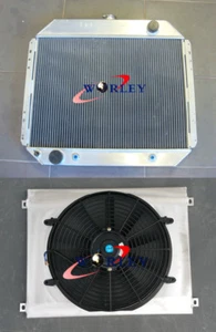 3 ROW Aluminum Radiator+Shroud+ Fan For FORD F100 F250 F350 Bronco V8 1967-1981 - Picture 1 of 10