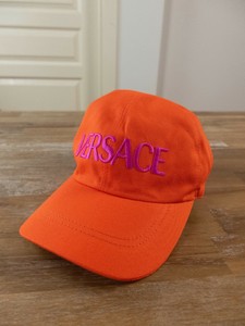 $275 VERSACE 2020 orange cotton logo baseball cap hat - Size 57 / 7 US / Medium