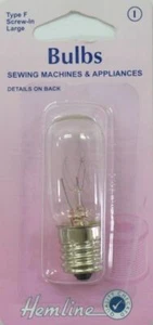 Sewing Machine & Appliance Bulb, SES Screw-In Long, 15W, 240V, Type F - Imagen 1 de 2