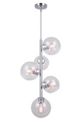 Люстра пузырьковая, хромированная отделка, 5 ламп, лампа A, 60 Вт, Canarm Cambry - Изображение 1 из 3