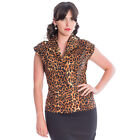 Banned Retro Vintage Rockabilly Bluse Hemdbluse - Feline Friendly Leopard