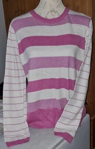 MANTARAY @ DEBENHAMS PINK STRIPED JUMPER 5% WOOL - Very soft FREE P&P - Picture 1 of 6