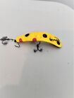 Vintage Flatfish Helin Tackle LU 3 Inch Yellow w/ Black, Red Spots