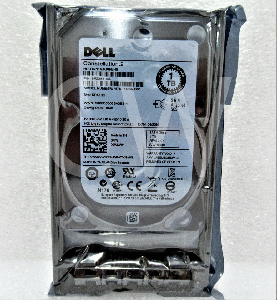 9W5WV ST91000640SS Dell 1TB 7.2K RPM 6Gb/s 2.5"SAS Server HDD Hard Drive W/Caddy - Image 1 of 4