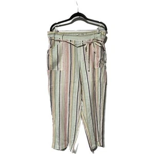 Zac & Rachel Multicolor Pastel Stripe Drawstring Cropped Pants size XL - Picture 1 of 3