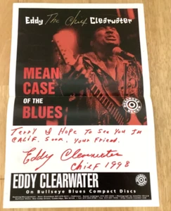 Signed EDDY The Chief CLEARWATER Autographed Blues Poster 17x11 Vintage 1998 - Picture 1 of 4