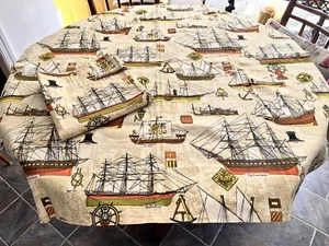 Schiffe in Geschichte! Vintage Paar Vorhänge 44"L - Bild 1 von 15