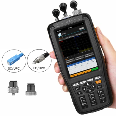Handheld Time-domain reflectometer OTDR 60KM 24dB/22dB/20dB OPM OLS VFL APC/UPC - Image 1 of 4