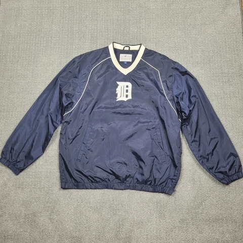 Detroit Tigers Pullover Jacket Windbreaker Mens Large MLB Genuine Merchandise Cover
