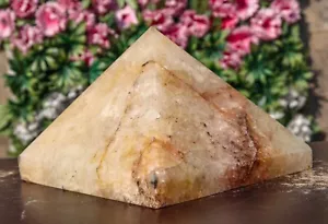 Piramide pietra aura spirito Reiki bilanciamento chakra quarzo guaritore dorato 8" - Foto 1 di 10
