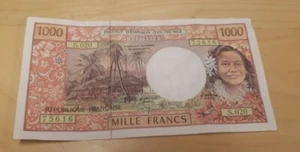 TAHITI--Vintage 1000 Mille Francs Bank Note==French Polynesia Note - Picture 1 of 2
