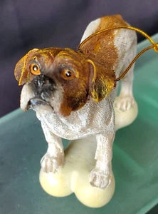 OLE ENGLISH BULLDOGGE ON A BONE POLYROCK CHRISTMAS ORNAMENT - Picture 1 of 6