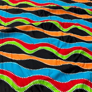 Wavy Stripes of Colors Print 4-way Stretch Nylon Spandex Fabric for Swimwear - Picture 1 of 5