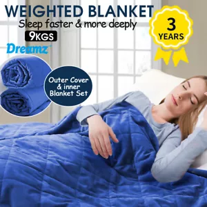 Dreamz Weighted Blanket Heavy Gravity Adults Sleeping Deep Relax Adult 9KG Blue - Picture 1 of 11