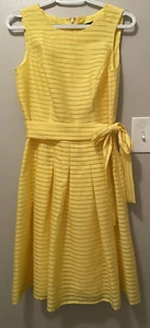 TOMMY HILFIGER WomenYellow Belted Sleeveless Knee Length Fit Flare Dress Sz 2 - Picture 1 of 14