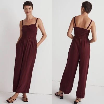 NWT Madewell The Lucie Wide Leg Jumpsuit in Cabernet Size Small NK496 - Image 1 of 4