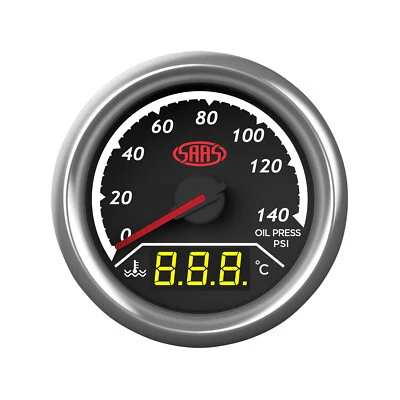 SAAS 2 in 1 Digital Analogue Dual Face Trax Gauge Oil Pressure and Water Temp - Image 1 of 4