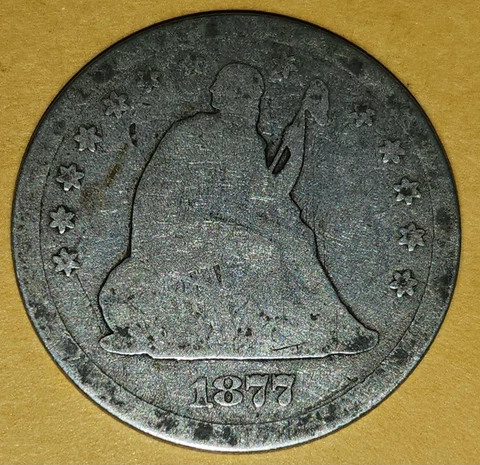 1877 CC Seated Liberty Quarter  90% Silver Cover
