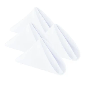 Set of 4 White Cloth Napkins 20 x 20 Inches Solid Washable Polyester Dinner N... - Picture 1 of 1
