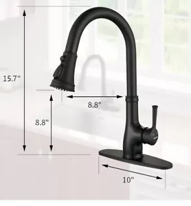 BWE Kitchen Faucet W/ Deck Plate Pull-Down Sprayer 3-Spray Matte Black {T} - Picture 1 of 10
