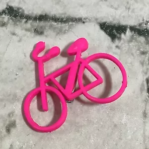 Bicycle Pin Hot Pink Plastic Brooch Cycling Pinback Retro - Picture 1 of 3