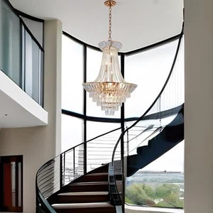 Luxury 24" Gold Chandelier 5-Layers Crystal Pendant Lamp 12-Lights Fixture - Picture 1 of 12