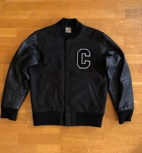 Chaqueta Universitaria Carhartt Bandit M Lana Cuero Bombardero Negra - Imagen 1 de 15