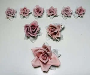 Lot of 9 Vintage Schaubach Kunst Porcelain Pink Rose Figurine - Picture 1 of 21