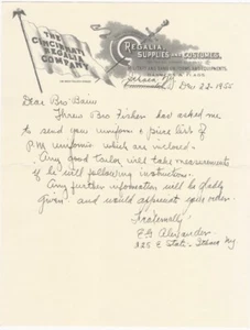 Membrete ilustrado 1955 de Cincinnati Regalia Company - banda militar fraternal - Imagen 1 de 1