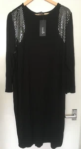 DRESS WOMEN'S SLIM PARTY WORK BLACK UK SIZE 22-24 NEW TRAVEL COMFY - Picture 1 of 5