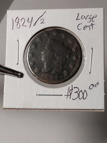 👉1824/2 -  Large Cent  4 over 2.  D/98 Cover