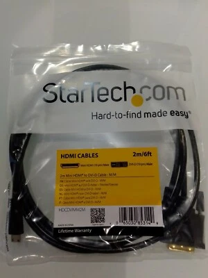 Brand New in Bag HDCDVIMM2M StarTech 2M Mini HDMI Male TO DVI-D Male Video Cable - Image 1 of 2