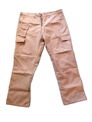 Khaki Cargo Work Pants Beige Tan Light Brown Uniform Size 42 X 32 Elastic 44 46 - Image 1 of 4