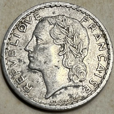 1949 France 🇫🇷 5 Francs Coin N#1190 KM#888b - Image 1 of 2