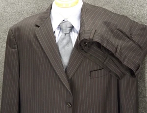 Traje Hart Schaffner Marx 52R Pantalones 44x28,5 Azul Marino Rayas 100% Lana EE. UU. - Imagen 1 de 17