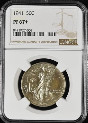 1941 Walking Liberty Half Dollar NGC PF-67+ PQ+ CAC - Image 1 of 4