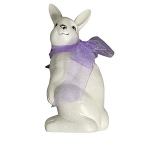 Vintage White Easter Bunny Rabbit Blow Mold Candy Container 11" Holder 2 PC - Picture 1 of 6
