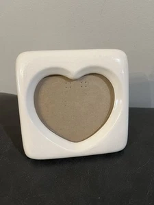 Vtg White Ceramic Heart Shape Picture Frame Square Porcelain Love Photo Tabletop - Picture 1 of 11