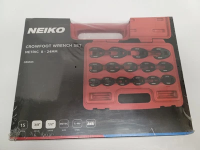 NEIKO Crowfoot Wrench Set 8 - 24MM 03324A 3/8" & 1/2" Drive 15 Pc. NEW SEALED Foto 1 de 4