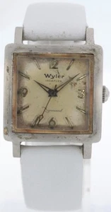 Vintage Wyler Square Dynawind Men's Automatic Wristwatch Swiss Stainless Steel - Picture 1 of 4