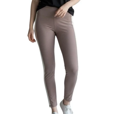 Leggings acanalados WILO the Label marrón topo crema bloques de color para mujer talla mediana Foto 1 de 4