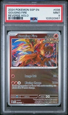 2024 POKEMON SSP EN #38 GOUGING FIRE REVERSE HOLO PSA 9 SURGING SPARKS POP 7 - Image 1 of 2