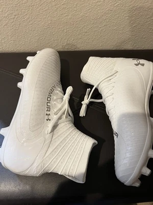 Under Armour UA Highlight 2 MC Knit 'White Metallic Silver' Cleats Men's 9 - Image 1 of 4