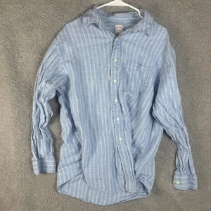 Brooks Brothers Hemd Herren XL blau weiß gestreift Irish Linen Langarm Freizeit - Bild 1 von 13