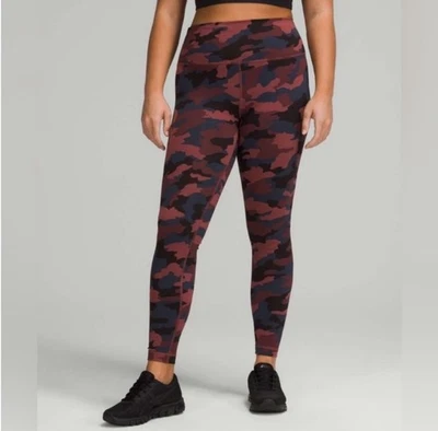 NUEVO SIN ETIQUETAS Lululemon Wunder Under High Rise Tight 28" Full On Luxtreme Camuflaje Rojo 20 Foto 1 de 4